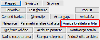 Dugme Analiza kvaliteta artikla