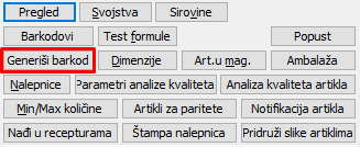 Dugme Generiši barkod