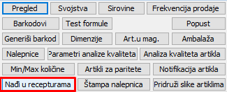 Dugme Nađi u recepturama