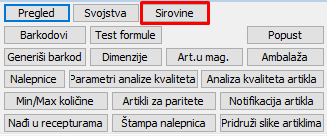 Dugme Sirovine